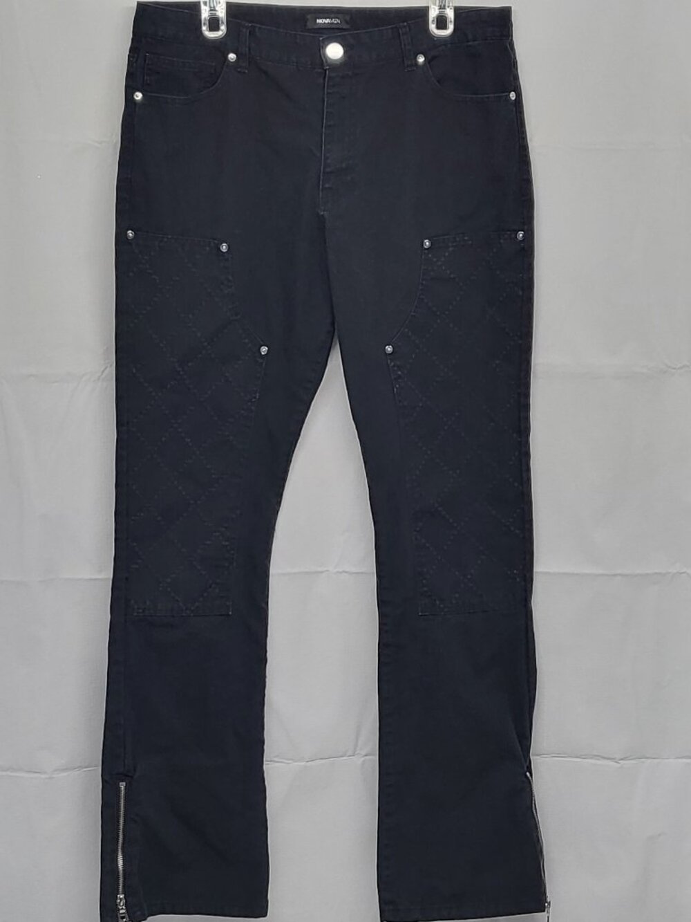 NovaMen Pants Bootcut Mens Size 34 (Fit 35 X 34 ) Canvas Embroidered Zip Ankle